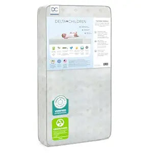 Delta Children Twinkle Galaxy Dual Sided Crib and Toddler Mattress - Premium Sustainably Sourced Fiber Core - Waterproof - GREENGUARD Gold Certified (Non-Toxic) - 7 Year Warranty - Made in USA
