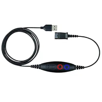 USB-A Adapter Cable to Plantronics QD, Connects QD Headset to PC Laptop Phones, Built-in Speaker Volume & mic Mute Controls