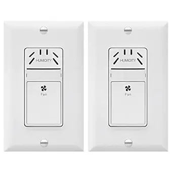 TOPGREENER Humidity Sensor and Fan Control Switch, Ventilation Fan Humidity Sensor Switch, Neutral Wire Required, TDHS5, 2-Pack (Wall Plate Included)