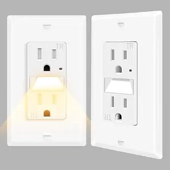 15A Outlet with Night Light 2-in-1, Auto Dusk to Dawn TR ETL 2 Pack