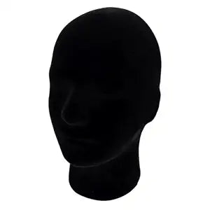 MapofBeauty Black Velvet Foam Mannequin Head Male Display Wig Stand, Black