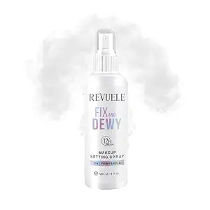 REVUELE Fix and Dewy Makeup Setting Spray ï¿½ï¿½ï¿½ 2-in-1 Prime & Hold Mist with Hyaluronic Acid & Tara Gum, Long-Lasting Hydrating Finish 4