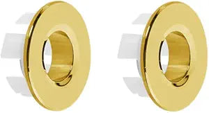 2 Pack Sink Overflow Ring Brushed Gold Bathroom Vanity Sink Overflow Cover Insert in Round Trim Cap Brass Material