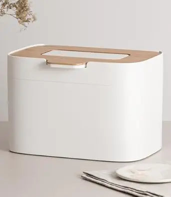KAZAI. Compost Bin Kitchen 'Elin' | 1.2 GAL / 4.5L Countertop Compost Bin with Wooden Lid & Filter | Odor-Free, Dishwasher Safe, with Inner Bucket | Small Indoor Kitchen Composter | Off-White/Bamboo