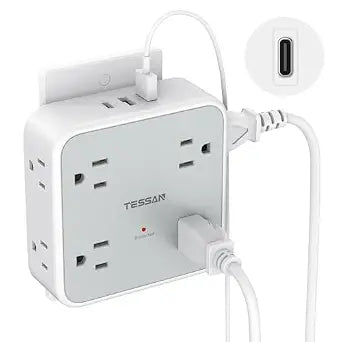 TESSAN Wall Surge Protector Outlet Extender with 8 Outlets Wall Charger
