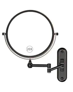 GURUN 8-Inch Wall Mount Makeup Mirror with 20X Magnification for Bathroom - 360 Rotation & Extended Arm Oil-Rubbed Bronze Dual-Sided Bathroom Mirror for Makeup Skincare Gifts for Mom