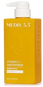 Medix 5.5 Radiant Glow Vitamin C Body Wash W/Niacinamide | Citrus Scented Gentle Body & Face Cleanser For Women, Men, Dry Skin, & Smoother-Looking Skin | Removes Dirt, Oil, & Impurities, 15 Fl Oz