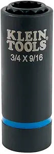 Klein Tools 66001 2-in-1 Impact Socket, Sizes 3/4-Inch and 9/16-Inch Hex, 12-Point Deep Socket Wrench with 1/2-Inch Drive