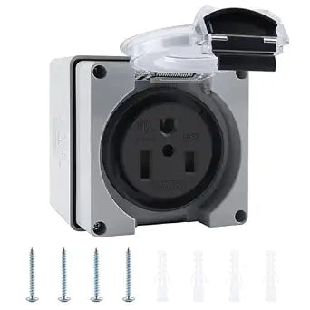 Newdeli 50 amp Power Outlet Box NEMA 6-50R Receptacle 250V Weatherproof Dustproof Outdoor Receptacle Box for EV Electric Car Generators Welding Machines Plasma Cutter - ETL Listed