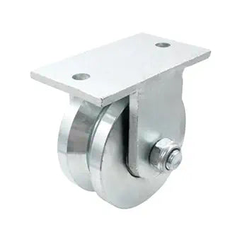4 V Groove Slide Gate Wheel with Welded Bracket,Heavy Duty Rigid Roller for Inverted V-Track,Solid Double Bearing 3000 Lbs Capacity