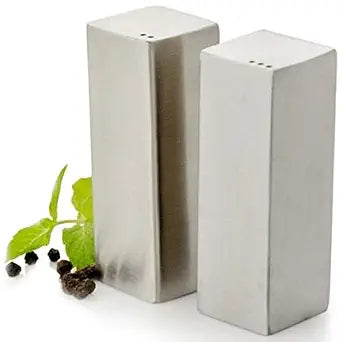 American Metalcraft 2-1/2" Rectangle Stainless Steel Salt & Pepper Set, Silver