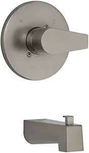 Peerless Xander Single-Function Shower Valve Trim Kit with Tub Spout, Brushed Nickel Shower Trim Kit, Shower Handle, Bathtub Spout, Brushed Nickel PTT14119-BN (Valve Not Included)