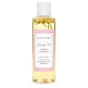 Olivia Care Jasmine Gardenia Body Oil Vegan & Natural Oil For Women | Hydrating & Moisturizing After Bath Oil - with VITAMIN E, K & Omega Fatty Acids Reduce Dry Skin - 4 OZ