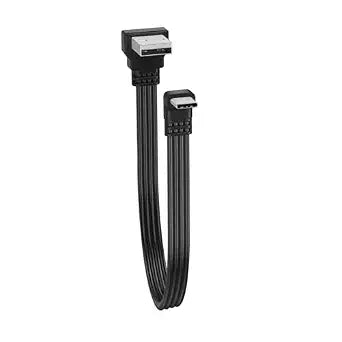 Short 90 Degree Flat USB 2.0 Cable USB Male to Type C Male Flat Soft Data Cable 480Mbps Data Transfer Cable for Phones,Tablets, Laptops 30CM (Up Angle)