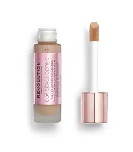 Revolution Beauty London, Conceal & Define Foundation, Full Coverage, Long-Lasting Matte Finish, Vegan & Cruelty-Free, F10 Medium Skin Tones, 0.8 fl oz