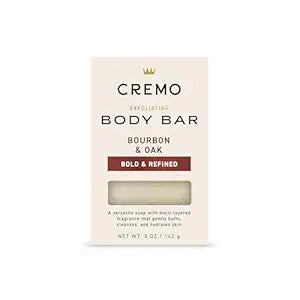 Cremo Exfoliating Body Bar Soap for Men, Bourbon & Oak Scent, 5 Oz