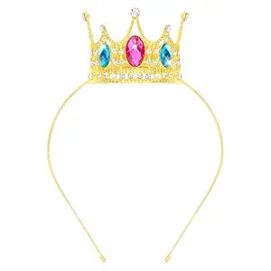 Princess Peach Crown Headband Colorful Rhinestone Tiara