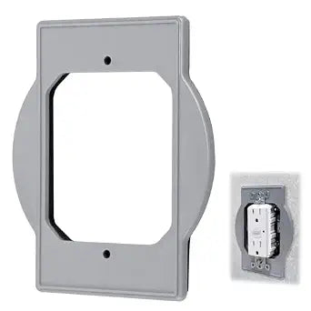 PRBA400G Plastic Round Box Adapter Compatible with TayMac, Weatherproof Single Gang Cover Gang Round Box for Outdoor Electrical Installations, Gray