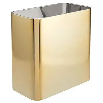 mDesign Small Metal 2.4 Gallon/9 Liter Trash Can Wastebasket Garbage Bin for Bathroom, Slim Rubbish Waste Bin Trashcans - Mirri Collection - Soft Brass