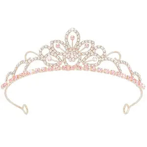 SuPoo Pink Gold Crown Tiaras for Girl Princess Crown Headband Birthday Hair Accessories Princess Decoration for Wedding Party Prom Halloween Christmas