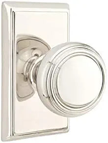 Emtek Privacy Set, Rectangular Rosette, Norwich Knob, Polished Nickel US14