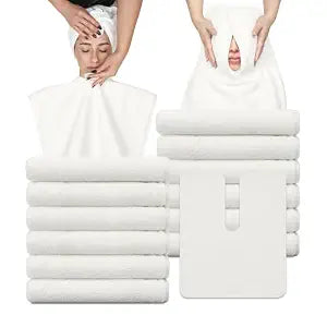 MAYOKEN® 12PCS U-Shaped Microfiber Facial Towels for Estheticians, Ultra-Soft & Absorbent Spa Towels for Massage, Facial Steam & Skincare (Warm Yellowish White)