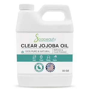 Soapeauty Clear Jojoba Oil | 100% Pure & Natural | Refined, Cold Pressed, Hexane Free | Moisturizing Oil for Skin, Face, Hair & Nails | 32 fl oz