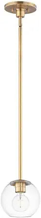 Maxim Lighting Branch 1-Light Mini Pendant | Natural Aged Brass Finish | Clear Glass Shade | Transitional Mini Pendant | Ideal for Kitchen Islands & Breakfast Nooks | 98410CLNAB