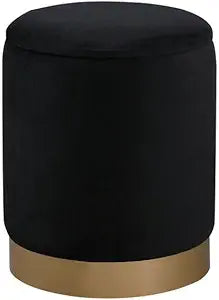 Elegant Decor Ozman 14" Round MDF Foam and Polyester Ottoman in Black