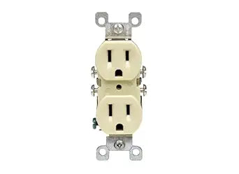 Leviton 15 Amp, 125 Volt, Co/Alr Duplex Receptacle, Straight Blade, Residential Grade, Grounding, 12650-I, Ivory