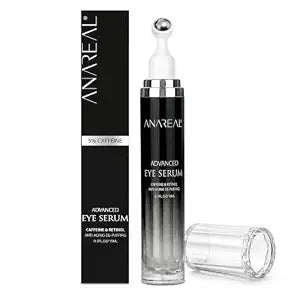 ANAREAL Caffeine Eye Cream with 360�� Roller for Puffiness & Dark Circles