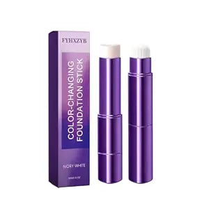 Color Changing Foundation Stick with Built-in Brush, Natural Finish Makeup