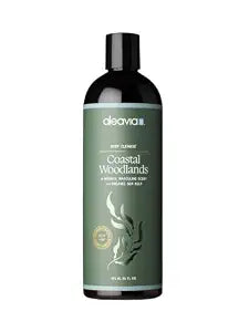 Aleavia Coastal Woodlands Mens Body Cleanse ��� Organic & All-Natural Prebiotic Body Wash for Men, Woodsy Notes Scented with 13 Essential Oils, ��� Nourish Your Skin Microbiome ��� 16 Oz.