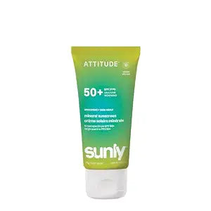 ATTITUDE Mineral Sunscreen Lotion SPF 50+, Zinc Oxide, Unscented, 3 Oz