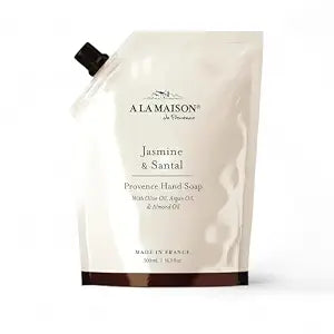 A LA MAISON Hand Soap Refill Pouch ��� Jasmine & Santal��� Liquid Hand Wash Refill, Eco-Friendly & Recyclable ��� Plant-Based, Biodegradable, Made in France ��� 16.9 fl oz ��� Amber Collection