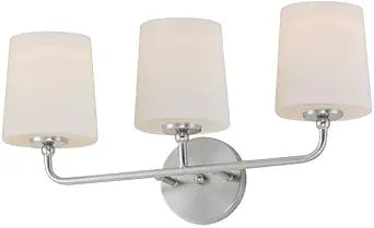 Maxim Lighting Bristol 3-Light Bath Vanity Light | Satin Nickel Steel Finish | Satin White Glass Shade | Traditional Indoor Light Fixture | Ideal for Bathrooms & Powder Rooms | Damp Rated | 12093SWSN