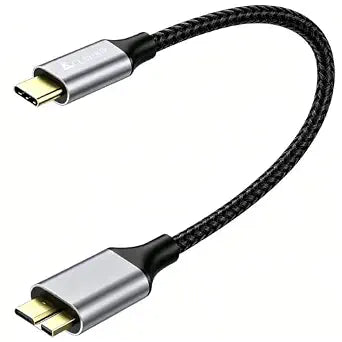 External Hard Drive Cable USB C 1ft, 10Gbps Short Micro B to USB C Cord