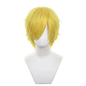 Short Yellow Cosplay Wig with Bangs Halloween Costume Party Wig for Men