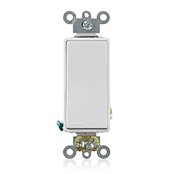 Leviton 20 Amp, 120/277 Volt Decora Plus Rocker Single-Pole AC Quiet Switch, 5621-2W, White