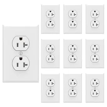 ThunderWay Duplex Electrical Receptacle Outlets with Tamper Resistant (TR), 20Amp 125V Heavy-Duty Wall Outlet with Screwless, 5-20R, 2-Pole, 3-Wire Grounding, UL Listed, White(10 Pack)