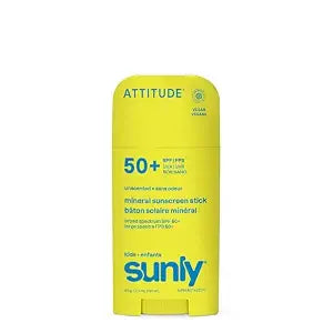 ATTITUDE Kids Mineral Sunscreen Stick SPF 50+, Non-Nano, Unscented, 2.1 Oz