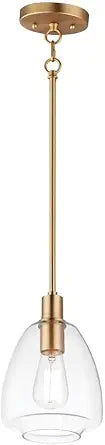 Maxim Lighting Babylon 1-Light Pendant Light | Satin Brass Finish | Clear Glass Shade | Kitchen Dining Pendant | 11112CLSBR