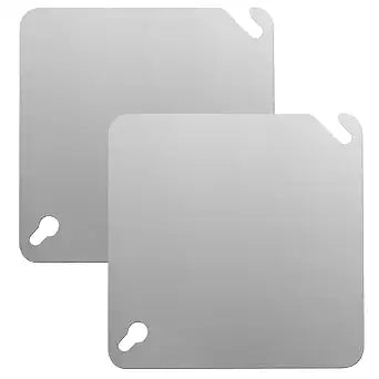 2 Pcs Silver Metal Electrical Box Cover Electric Junction Box Cover Square Flat Blank Electrical Boxes Panel Covers 4 Inch Cold Rolled Steel Outlet Boxes Covers