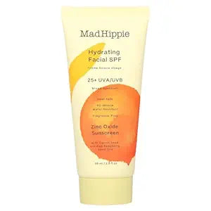 Mad Hippie Hydrating Facial SPF 25+, Zinc Oxide Sunscreen, Reef-Safe Face Cream, Fragrance-Free, 2 Oz