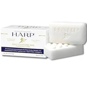 HARP�� FRAGRANCE FREE Body Wash Bar ��� pH Balanced (5.0���6.0) Syndet Cleanser, No Lye, Non-Comedogenic, Gentle for Sensitive & Dry Skin, With Shea Butter & Borage Oil. 5oz Bars