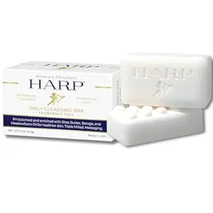 HARP® FRAGRANCE FREE Body Wash Bar – pH Balanced (5.0–6.0) Syndet Cleanser, No Lye, Non-Comedogenic, Gentle for Sensitive & Dry Skin, With Shea Butter & Borage Oil. 5oz Bars