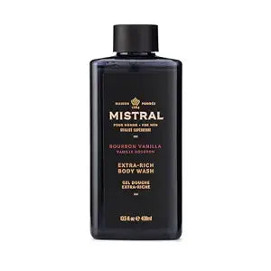 Mistral Bourbon Vanilla Men's Body Wash & Shampoo for Men, 13.5 oz
