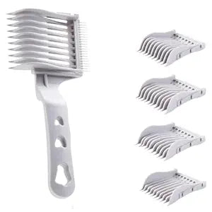 4-in-1 Fade Comb Set | Detachable Hair Clipper Comb for Wahl, Andis | Barber Comb Set for Fading, Taper & Buzz Cuts | Beginner-Friendly, Ambidextrous, All Hair Types (Grey)