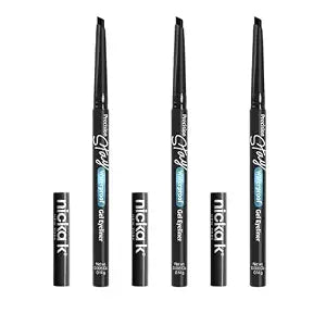 NICKA K NEW YORK, Precision Stay Gel Eye Liner, Black, Waterproof, 3-Pack