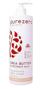 Purezero Shea Butter & Coconut Milk Body Wash - 20oz Leaves Skin Hydrated and Fresh, Maintain Elasticity and Smoothness, Zero Sulfates, Zero Parabens